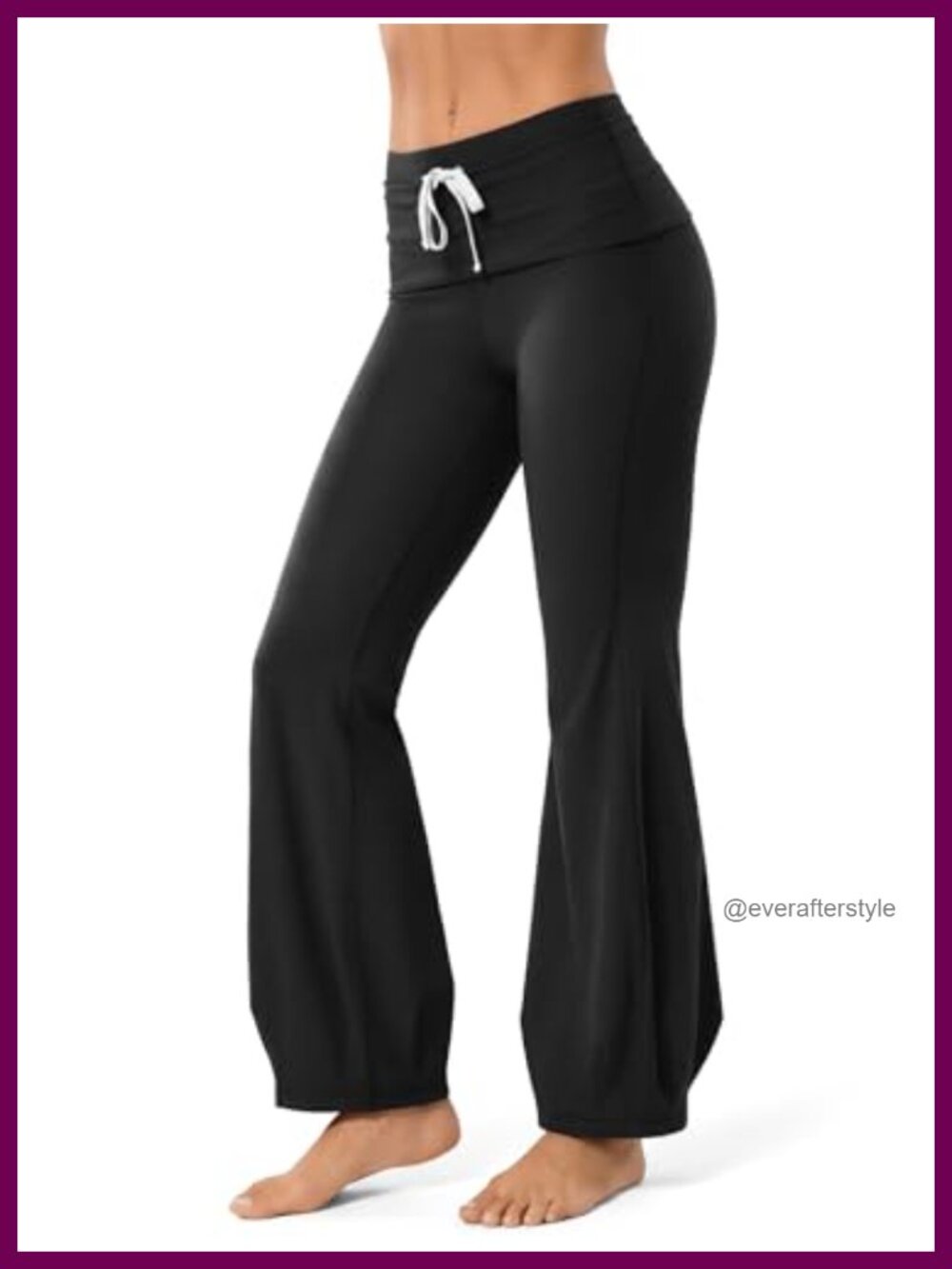 High Waist Flare Yoga Pants with Drawstring Tummy Control 4-Way Stretch
